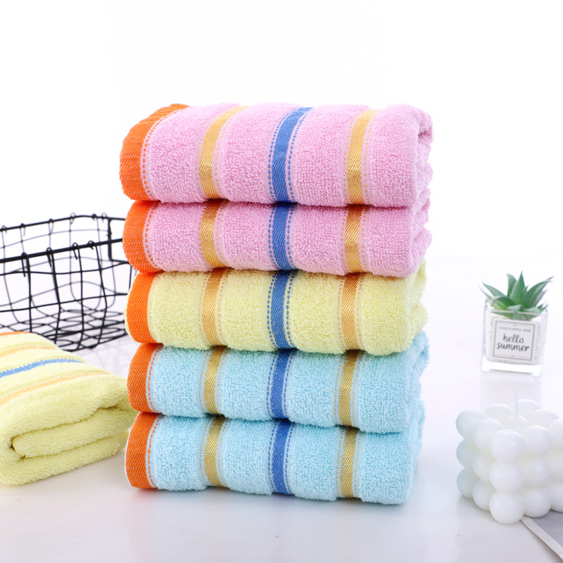 Pure cotton tricolor satin striped plain towel face towel