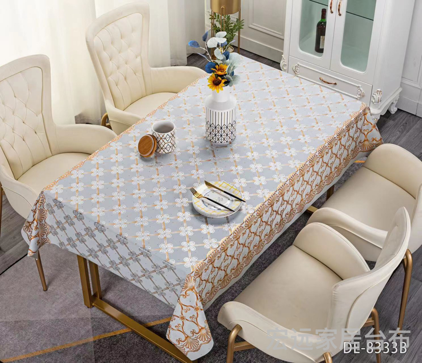 Tablecloth New Luxury Gold Yarn Cloth Tablecloth, High-End Quality, Waterproof And Anti-Oil Cleaning Pvc Tablecloth Specification drawing