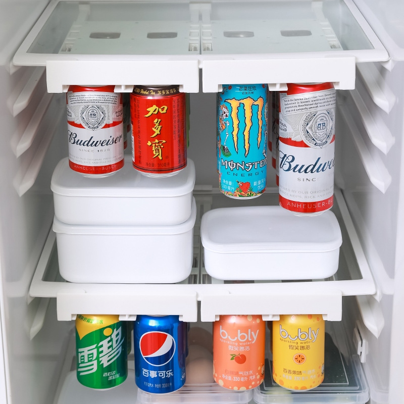 Refrigerator hanging beverage and beer storage wonder: Double-row canned soda and cola can storage rack A0614