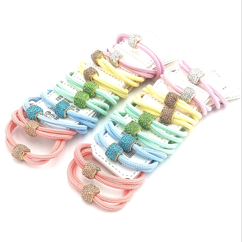 A3734 Big Ball Diamond Double Thread rubber Band Hair Accessory Korean Version Headwear Hair Band Hair Rope Yiwu Eryuan Store Specification image