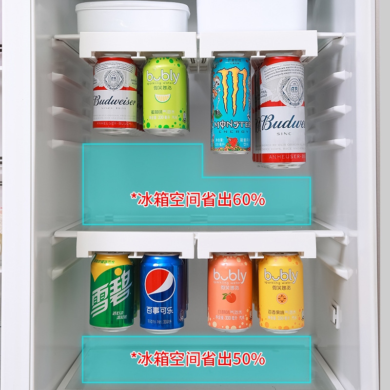 Refrigerator hanging beverage and beer storage wonder: Double-row canned soda and cola can storage rack A0614 Specification image