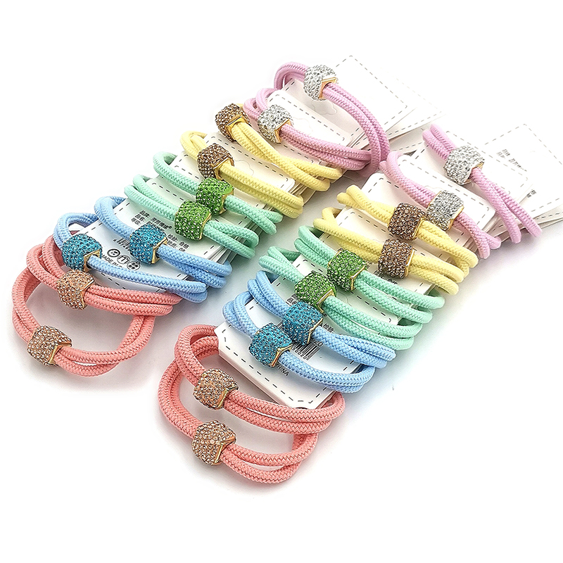 A3734 Big Ball Diamond Double Thread rubber Band Hair Accessory Korean Version Headwear Hair Band Hair Rope Yiwu Eryuan Store details Picture