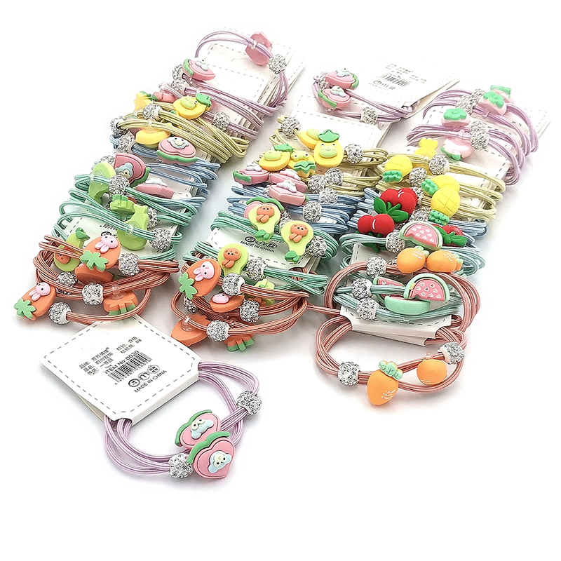 A3338 ball diamond + two cartoon rubber bands hair accessory, Korean version headwear, hair band and hair rope, Yiwu Eryuan Store Specification image