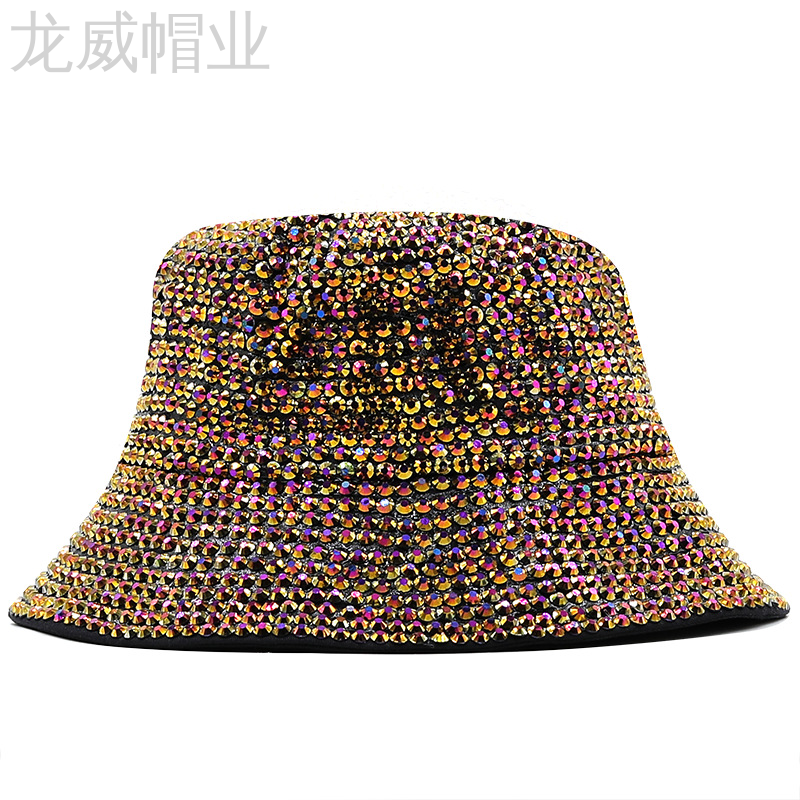 满钻石渔夫帽/男女盆帽/点钻防晒帽白底实物图