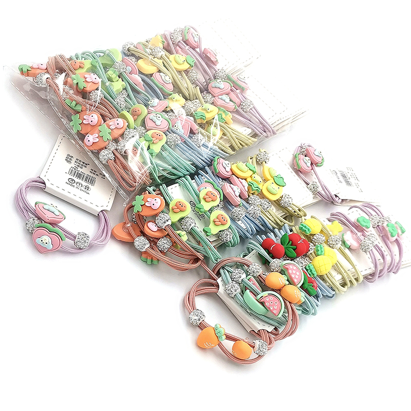 A3338 ball diamond + two cartoon rubber bands hair accessory, Korean version headwear, hair band and hair rope, Yiwu Eryuan Store details Picture