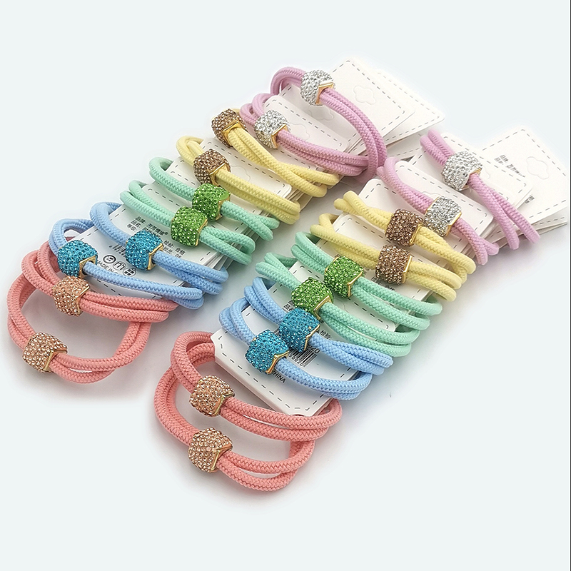 A3734 Big Ball Diamond Double Thread rubber Band Hair Accessory Korean Version Headwear Hair Band Hair Rope Yiwu Eryuan Store Application Scenario