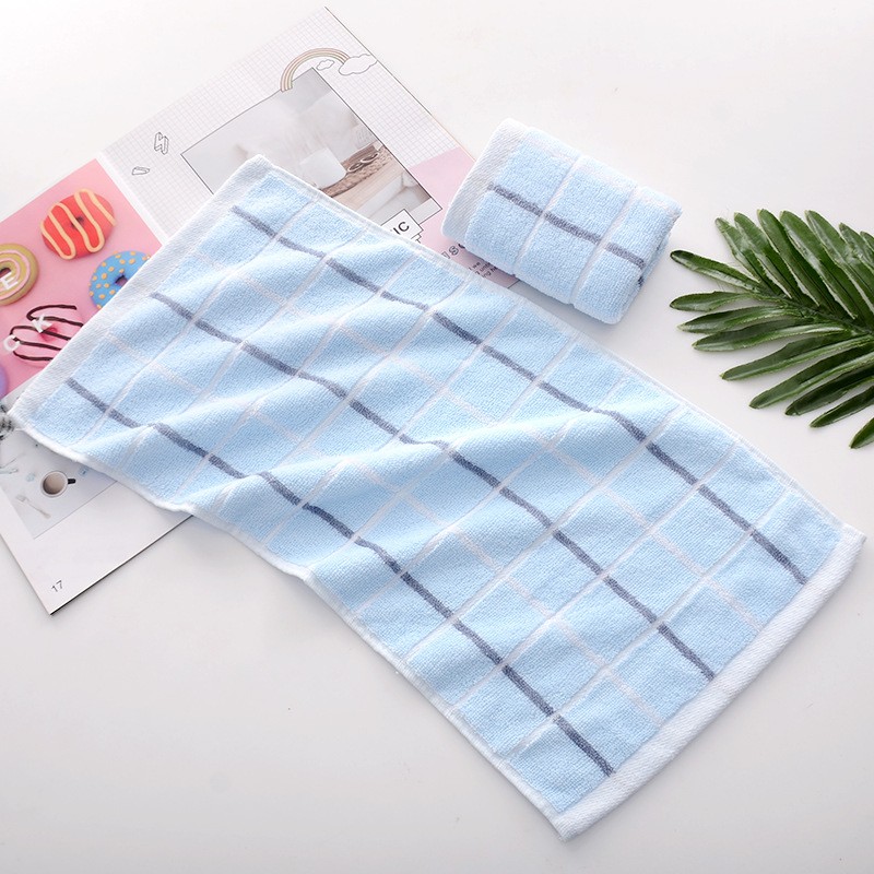 All-cotton, simple and elegant small checkered children's small towels, hand towels, sweat towels, face towels and handkerchiefs Item Picture