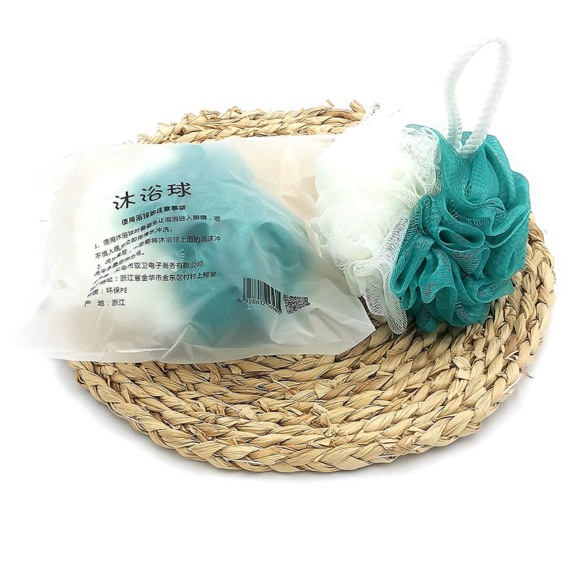 P2011 Bag of two-color large bath flowers, bath flowers, bath scrubbing flowers, daily chemical products, Yiwu, 2 yuan Item Picture