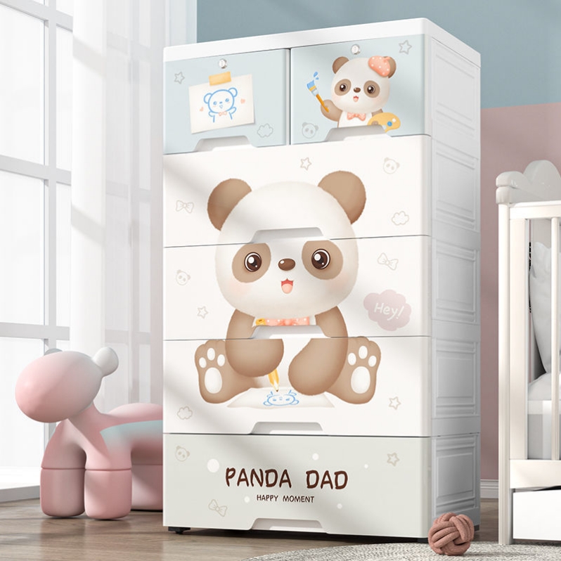 Thickened drawer-type storage cabinet, children's wardrobe, baby toy combination storage cabinet, clothes five-drawer organization cabinet, box