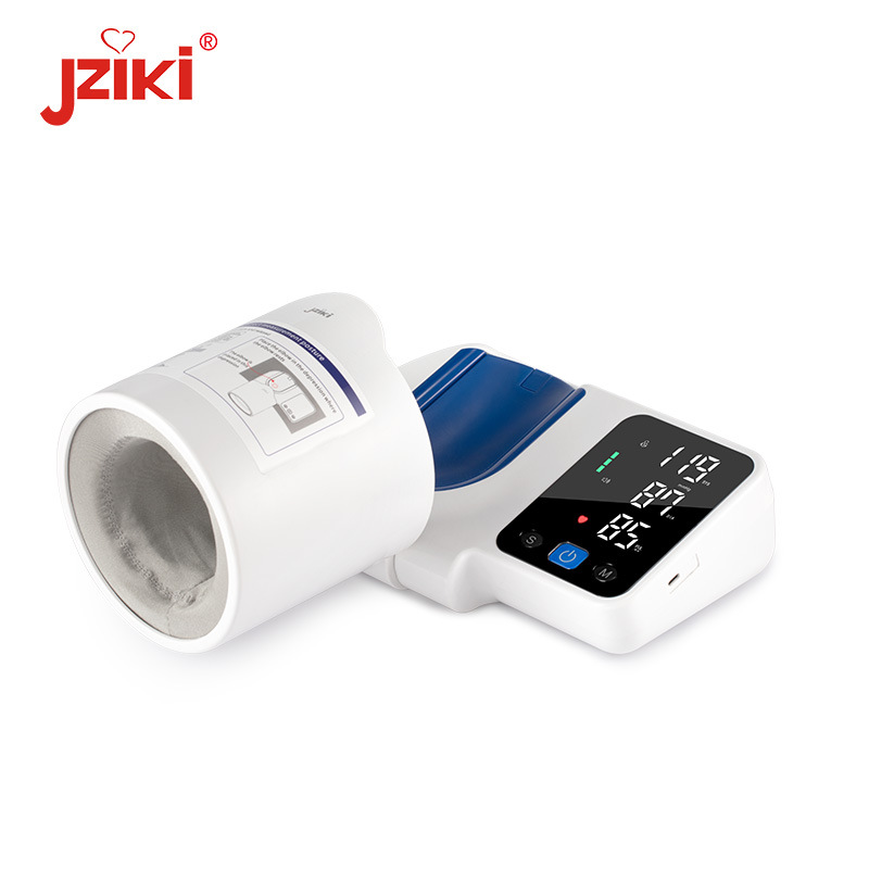 JZIKI电子血压计臂筒式全自动智能家用医用高精准测量仪老人LED屏白底实物图