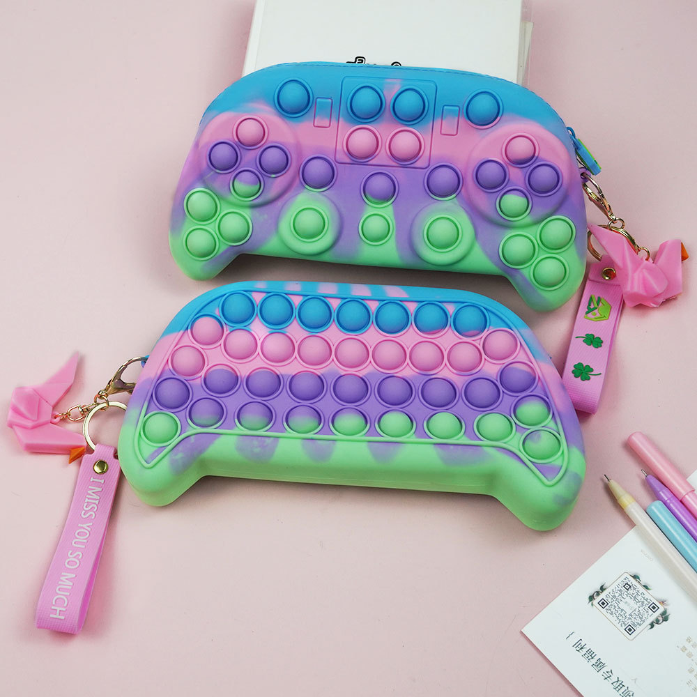 2022 new game machine pen bag double-sided pinch music puzzle decompression pencil case cartoon pendant portable storage bag thumbnail