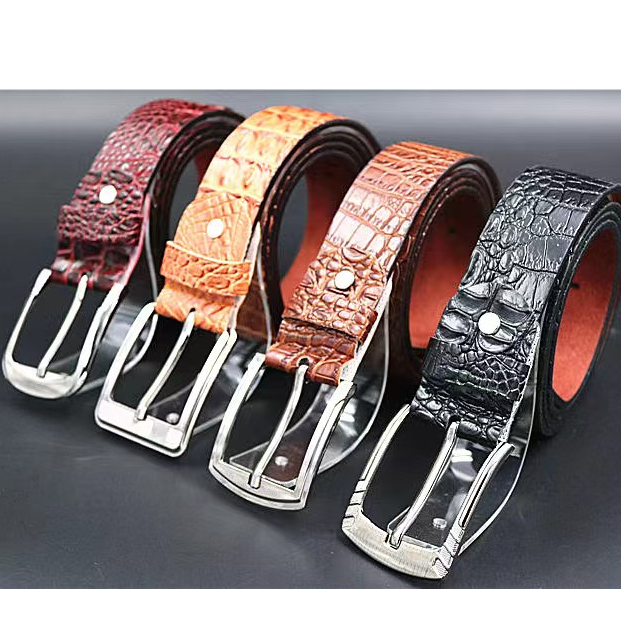 Men's pin buckle belt Thailand crocodile belt alloy needle QQ head crocodile hair bottom belt manufacturers direct order thumbnail