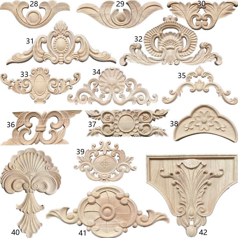New recommendations for wood carvings, European-style solid wood decals, wooden corner flower doors, and Chinese-style TV background wall decorations details Picture