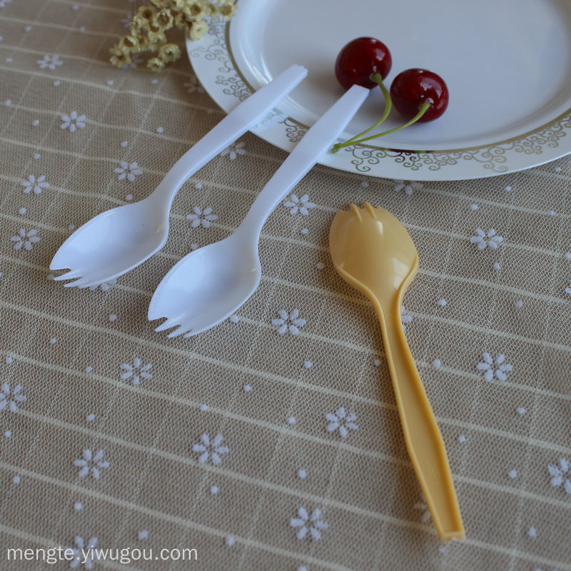 Disposable Plastic Knife, Fork And Spoon Individual Packaging Spork Spoon Disposable Cake Spork Spoon Thickened Spork Spoon Fruit Fork Specification drawing
