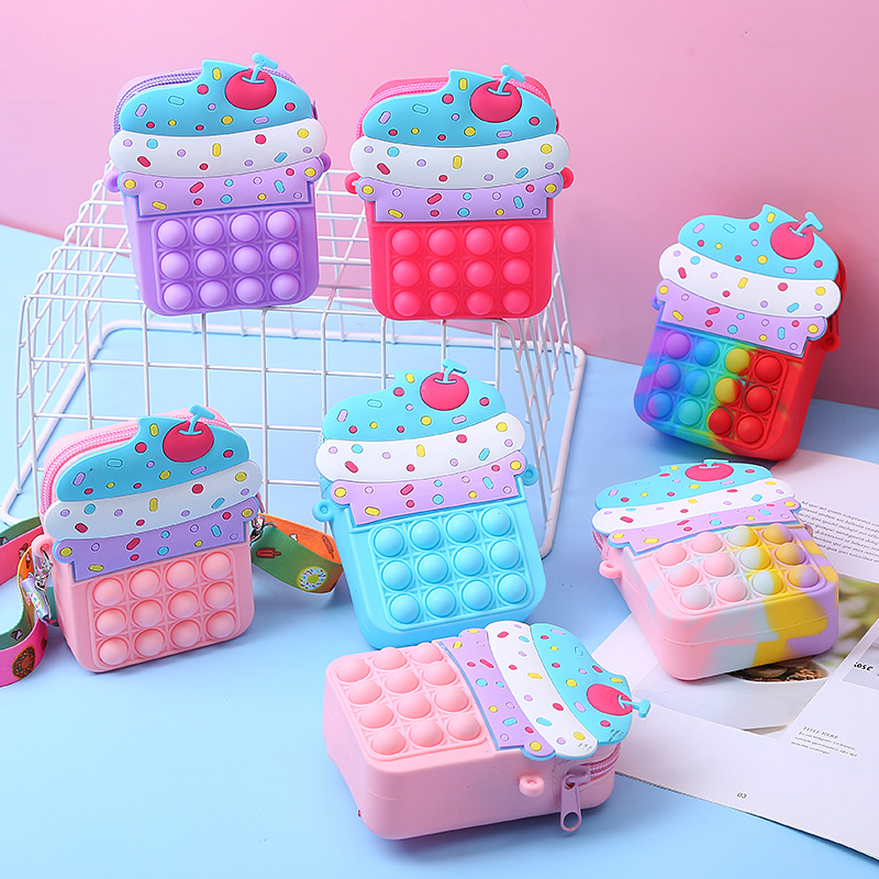 New anti-rat pioneer bag Princess Coin Purse silicone cross-body adult children decompression ice cream thumbnail
