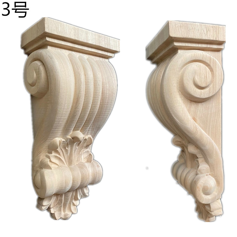 New recommendations for wooden carvings, solid wood European-style column heads, beam supports, Roman column doorways, background walls, decorative decals and corner flowers details Picture