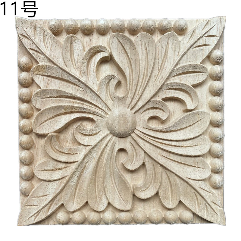 Direct sales from the manufacturer of wood-carved European square flower, finely carved flower pieces, solid wood decals, relief background wall decorative flowers Application Scenario