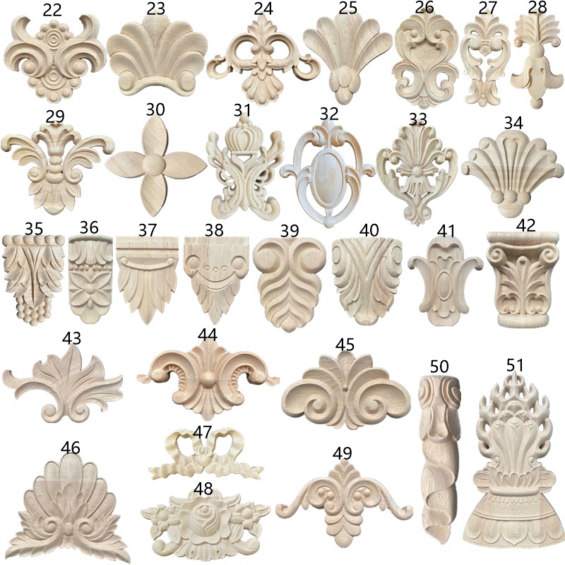 New products of wood carvings, solid wood decals, European-style background walls, furniture and decorative items, corner flower ceilings, Chinese-style flower bows details Picture