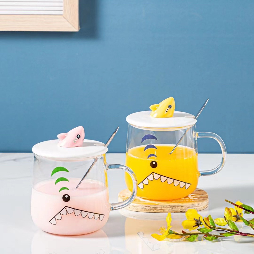 New 3d small whale glass cartoon cute milk cup flower tea cup thumbnail