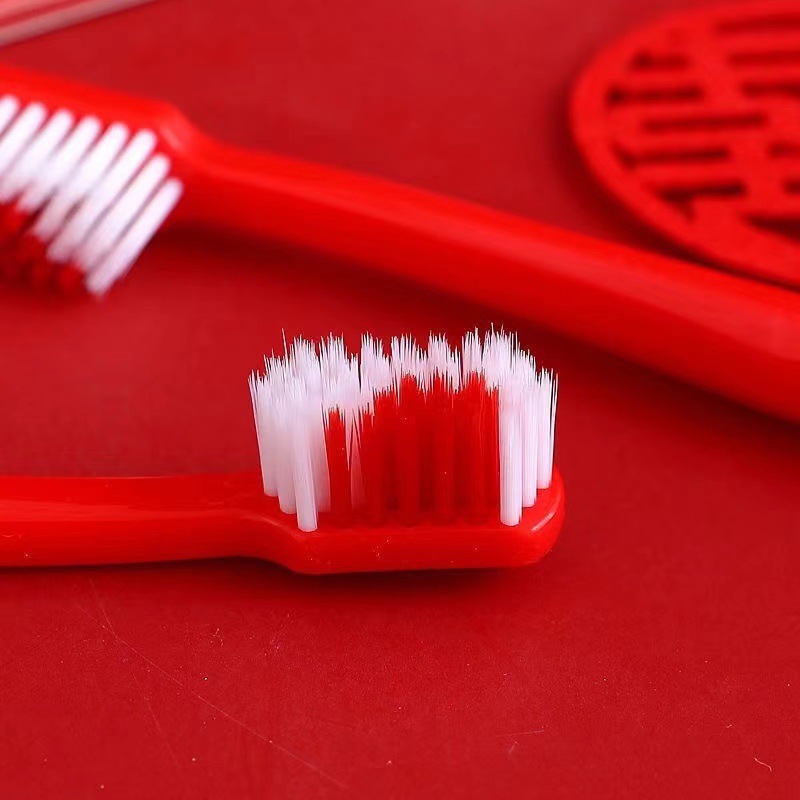 520 1314 Wedding Red Toothbrush, couple soft bristled dowry items, bride's family, bride's family, dragon and phoenix wedding toiletries toothbrush Item Picture
