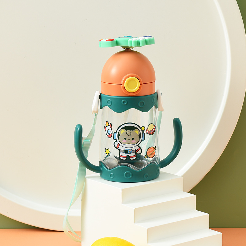 Douyin live children's plastic water cup, girls' baby drinking cup with straw, gravity ball, kindergarten baby pot Specification image