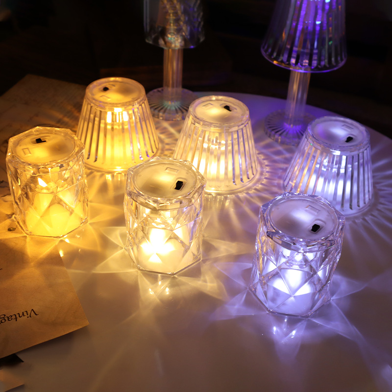 Electronic candles, wind lamps, bedside lamps, crystal diamond lamps, table lamps, atmosphere rose petals, internet-famous romantic night lights Specification image