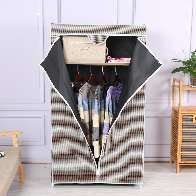 简易优质无纺布时尚衣柜大容量储物空间家用卧室钢管组装收纳柜子