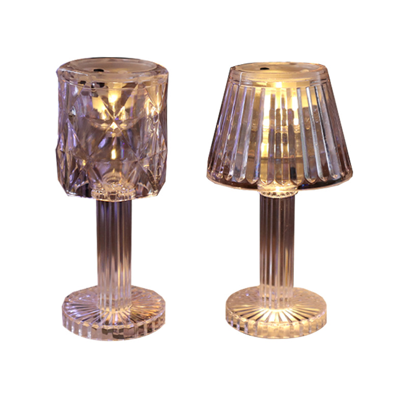 Electronic candles, wind lamps, bedside lamps, crystal diamond lamps, table lamps, atmosphere rose petals, internet-famous romantic night lights Item Picture