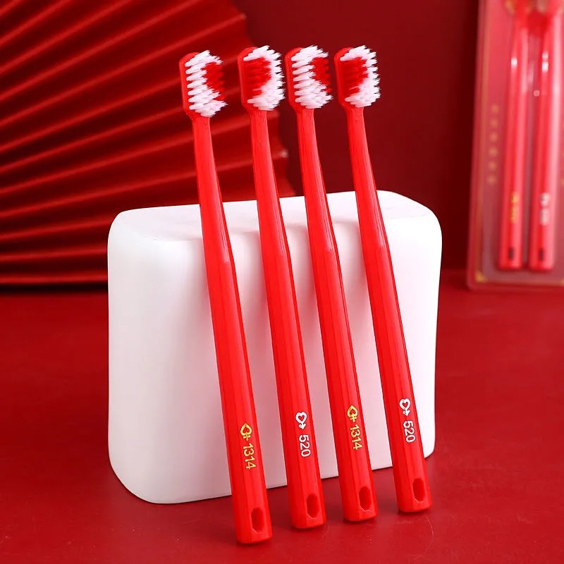 520 1314 Wedding Red Toothbrush, couple soft bristled dowry items, bride's family, bride's family, dragon and phoenix wedding toiletries toothbrush