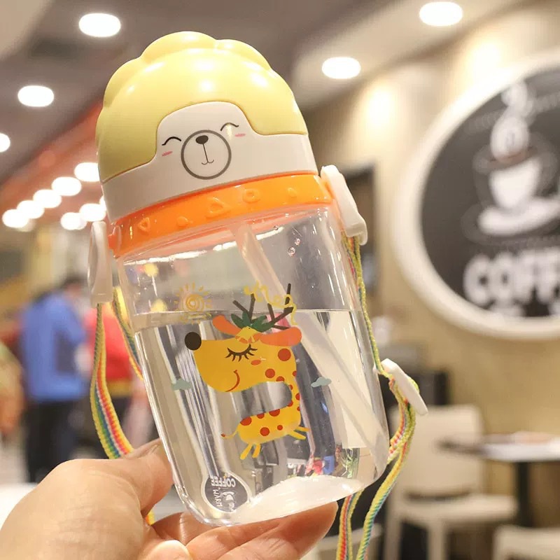 New pp straw cup, plastic drinking cup, children's water cup, student summer cartoon, kindergarten carrier water bottle Item Picture