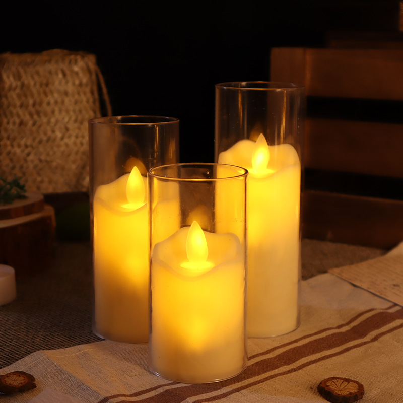 LED electronic candles, acrylic imitation glass cup tubes, electronic candle lamps, plastic candles, bullet heads, swing batteries Specification image