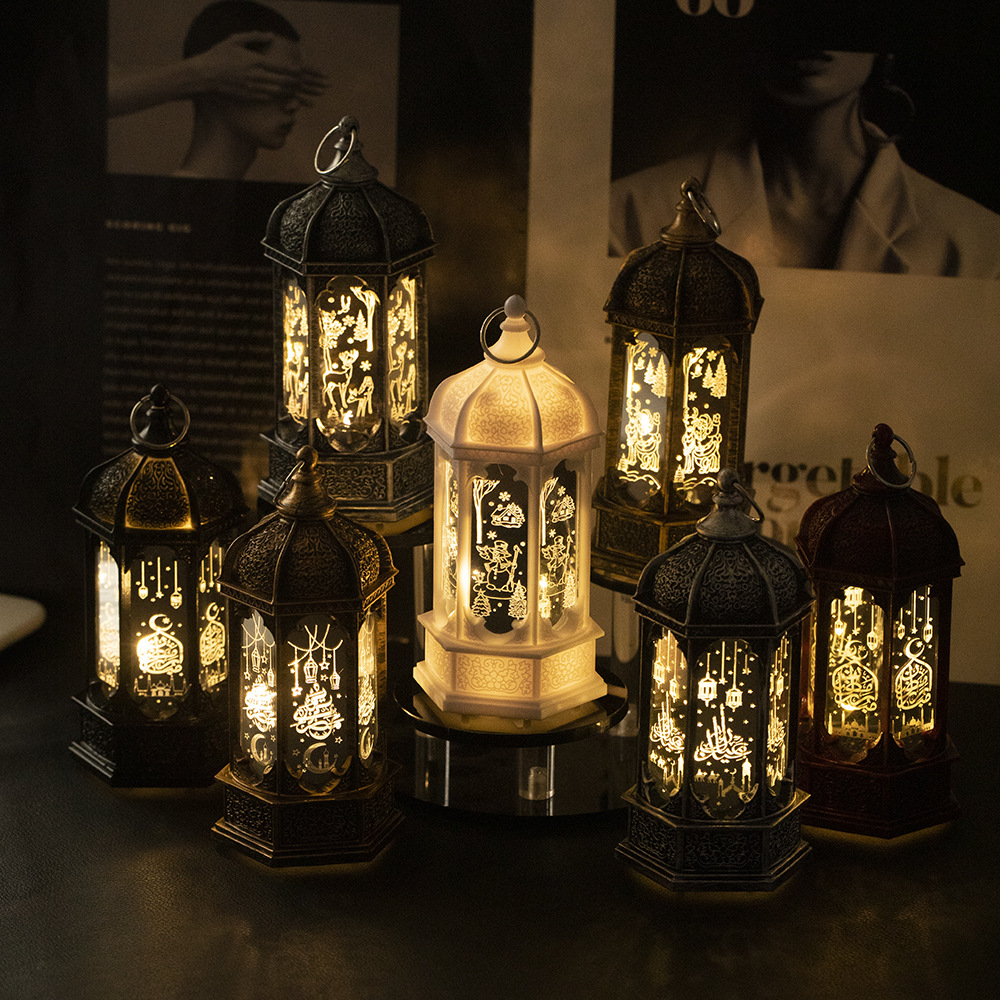 New retro hexagonal glass small wind lamps, night lights, LED illuminated ornaments, Christmas interior decorations from Europe and America details Picture
