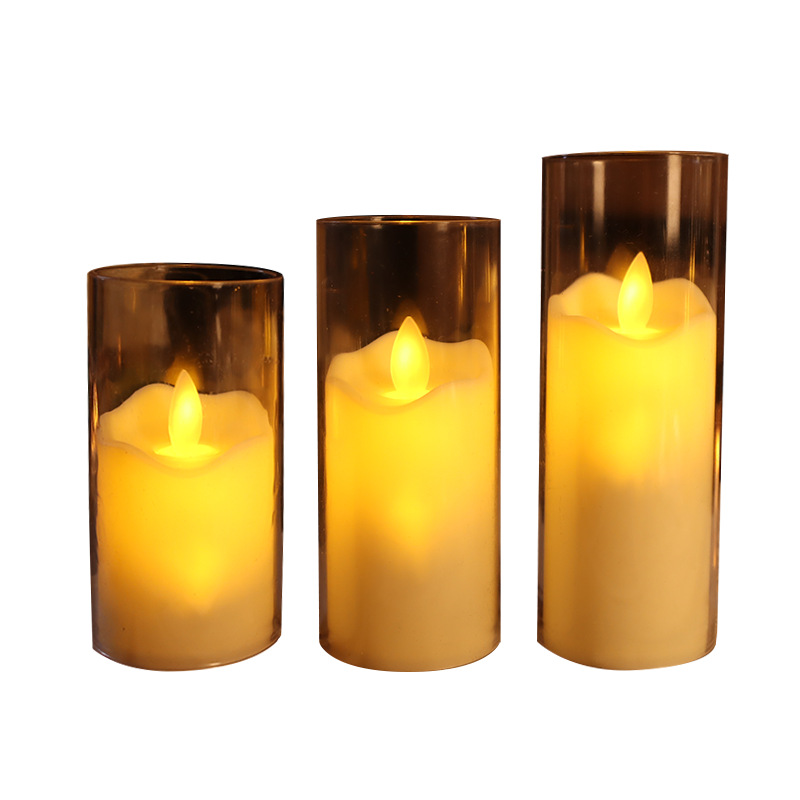 LED electronic candles, acrylic imitation glass cup tubes, electronic candle lamps, plastic candles, bullet heads, swing batteries Item Picture
