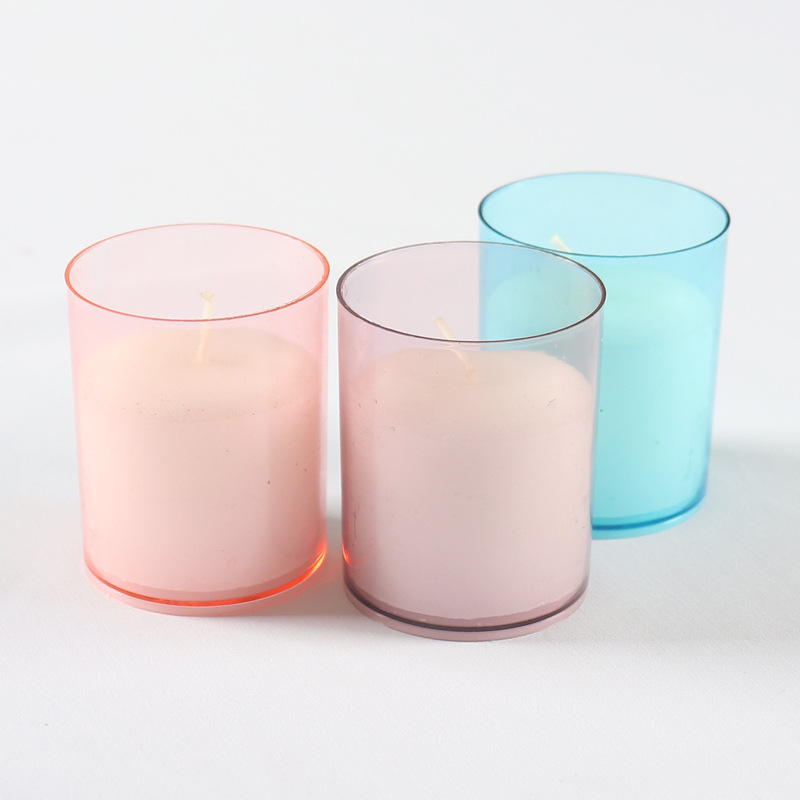 Manufacturers of pure paraffin wax outdoor household emergency candle pressing wax safety flame retardant plastic transparent cup windproof candle