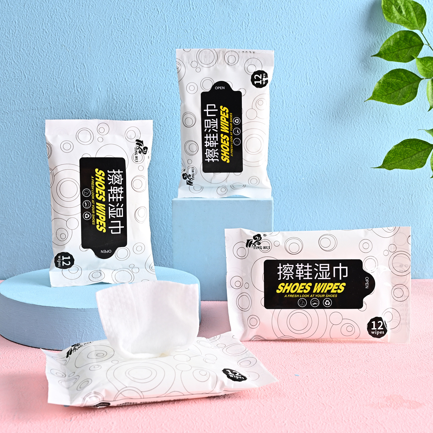 Cross-border shoe cleaning wet wipes, disposable disposable shoe wet wipes, 12-piece set for cleaning white shoes and sports shoes details Picture