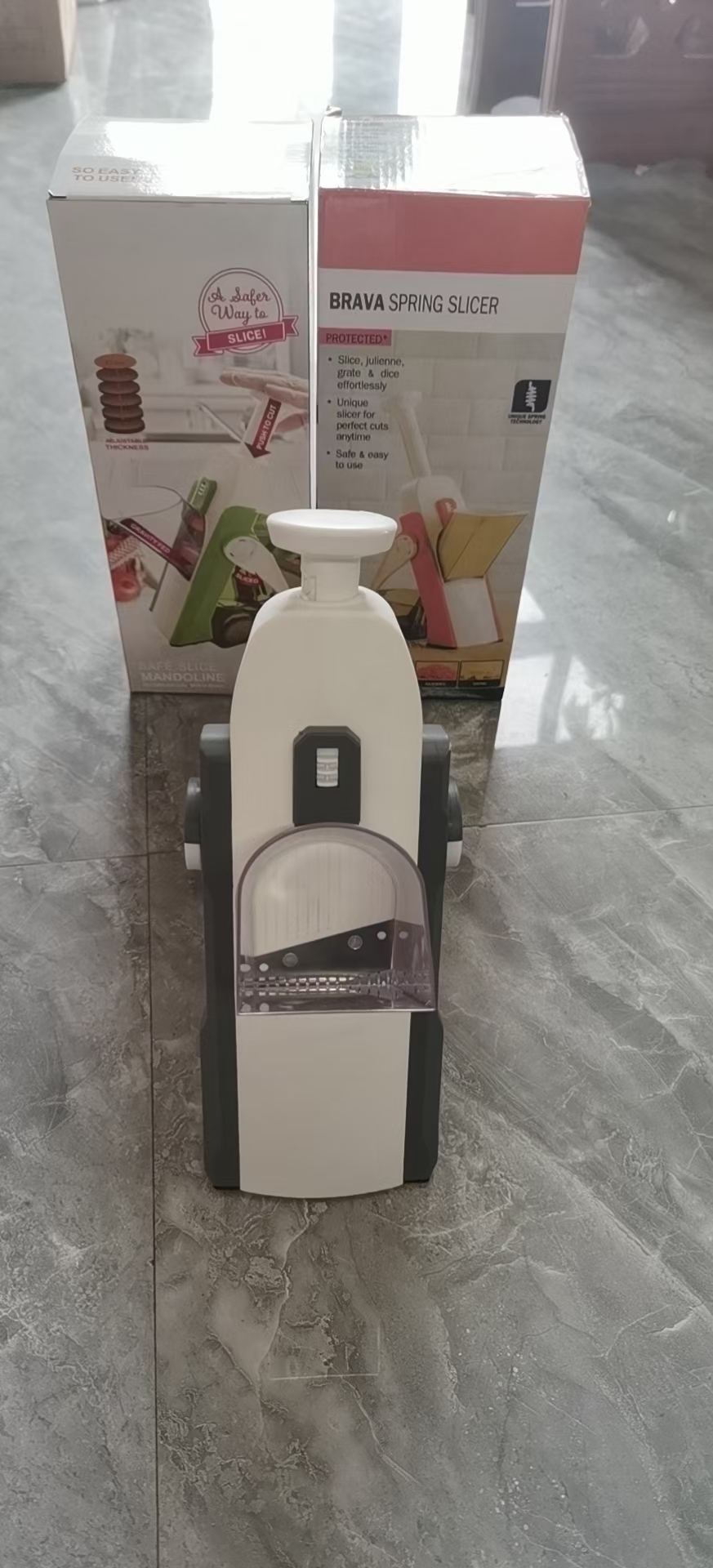 Adjustable multi-functional vegetable cutter, kitchen household fruit and vegetable three-in-one multi-speed stainless steel foreign trade vegetable cutter Item Picture