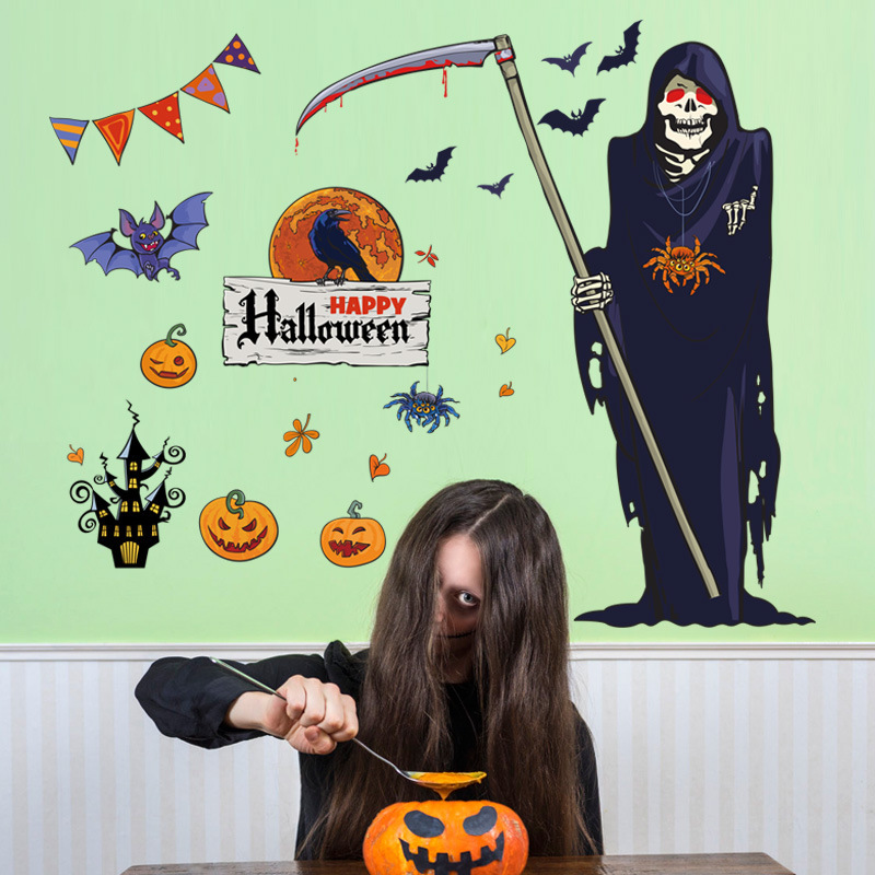 Jijian Sk9318 Double-Sided Halloween Horror Death Wall Paste Bedroom Living Room Window Funny Decoration Can Be Removed Paste Application Scenario