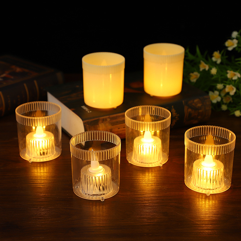 PP flat-mouthed electronic candle flame simulation LED candle lamp romantic home atmosphere prop decoration Specification image