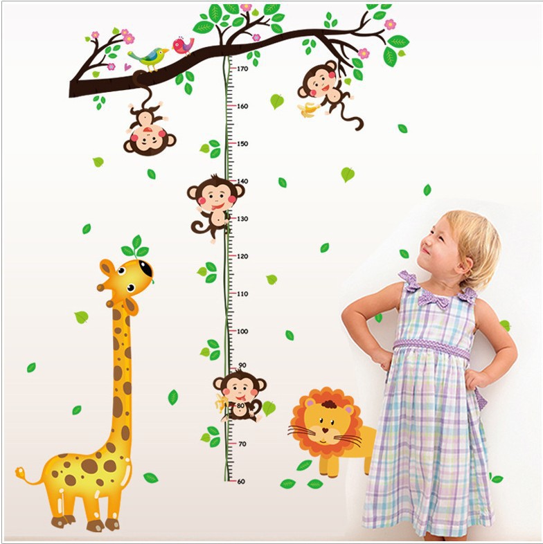 SK9128 Animal Park wall stickers cartoon height stickers children's room kindergarten wall decoration Waterproof wallpaper PVC