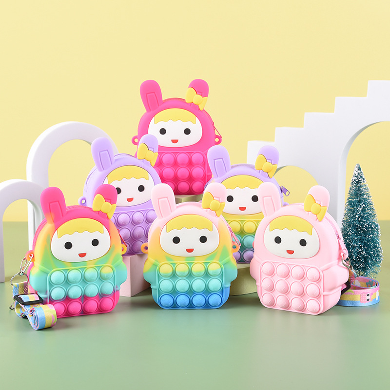 Hot spot mouse eradication pioneer silicone bag rabbit coin wallet children cartoon cute crossbody bag can be fixed logo thumbnail