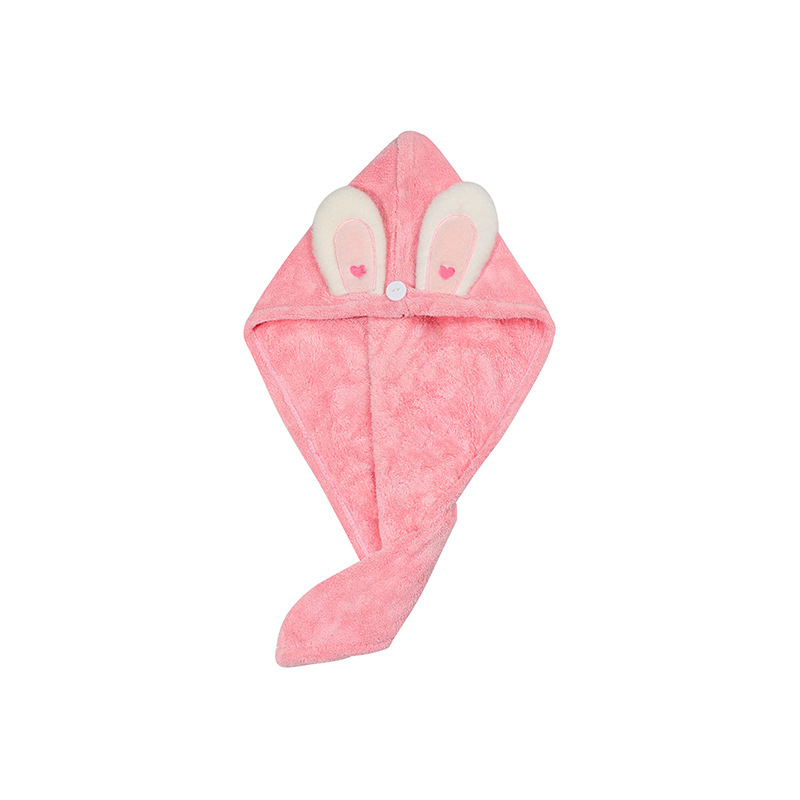 The pink and white rabbit-ear water-absorbing quick-drying shower cap, dry hair cap, warm and cold-preventing shower cap, which is beloved by countless girls Application Scenario
