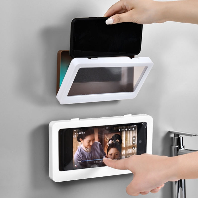 Bathroom waterproof mobile phone box, lazy person stand, no need for drilling, bathroom toilet, wall-mounted, rotatable