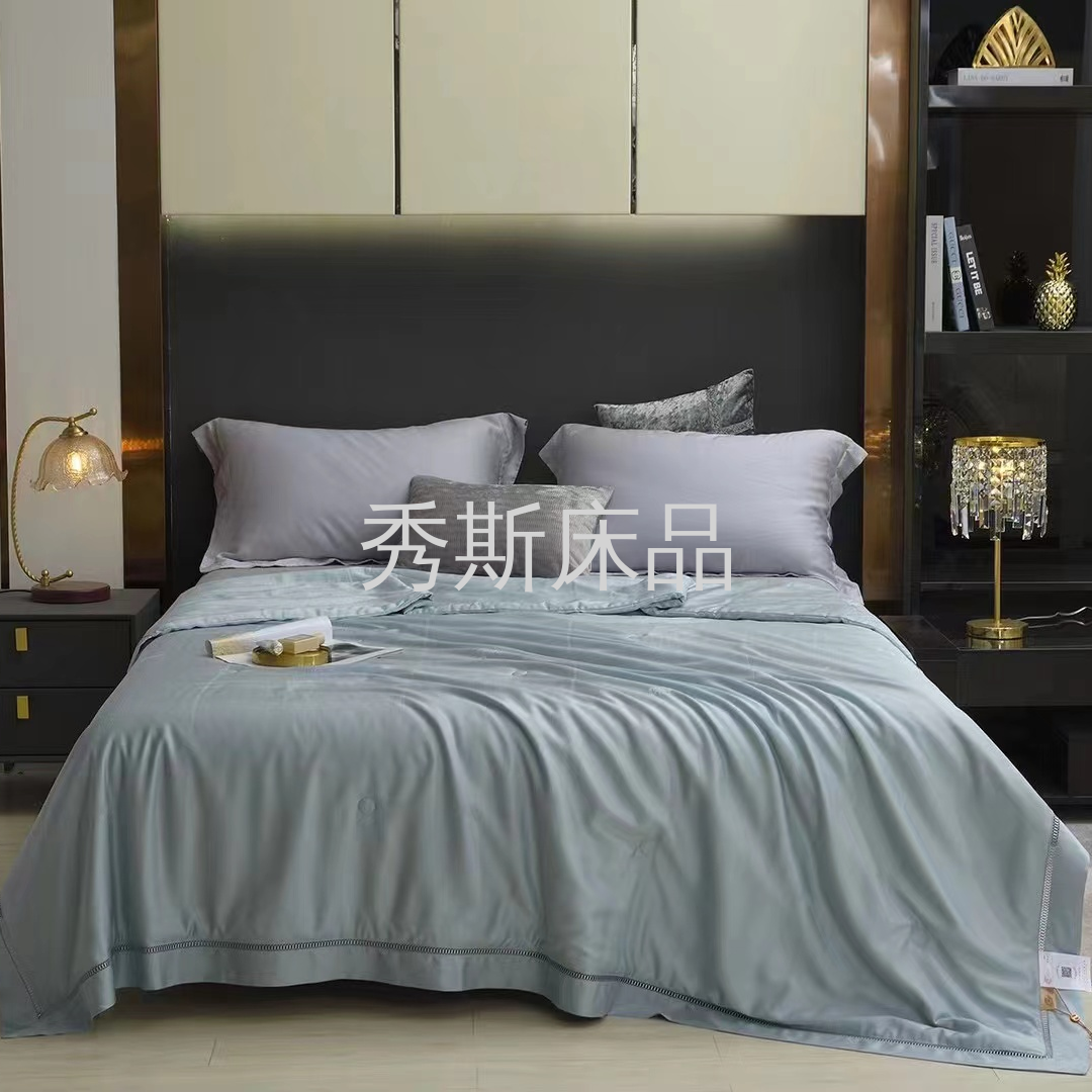 2022 High-end Lanjing Tencel washable Silk hollowed-out Summer Quilt, wide-edge air-conditioned quilt, cool and comfortable naked sleeping quilt Specification image