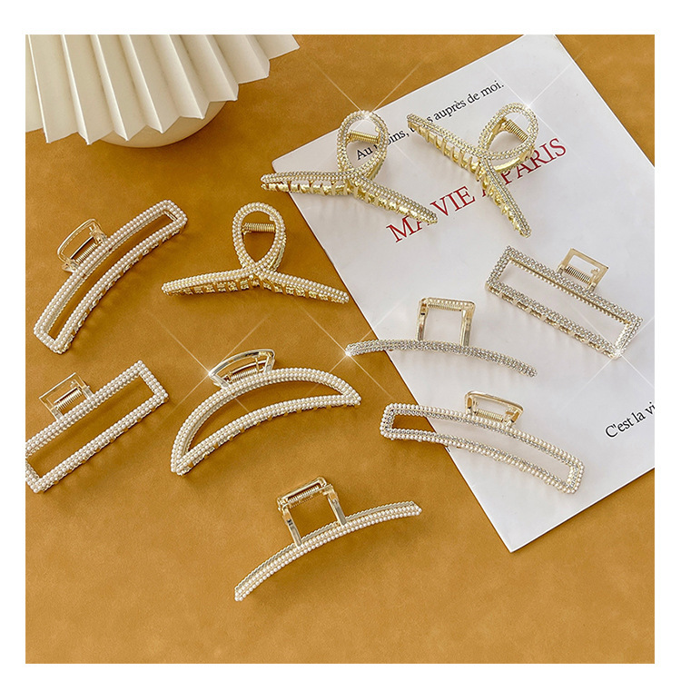 Korean hair clips, large hair clips, Instagram metal shark clips, pearl rhinestone hair clips, back of the head clips