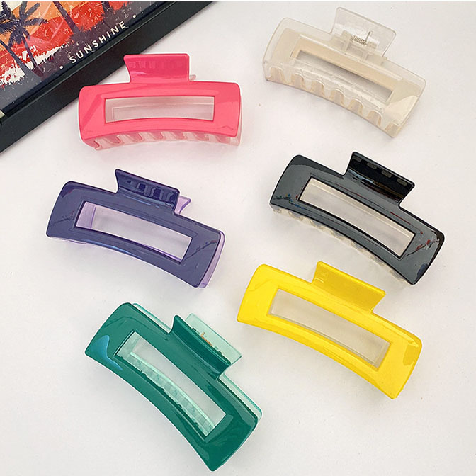 Double-sided color-block grab clip, popular shark clip, simple large clip at the back of the head, headwear and hair clip Specification image