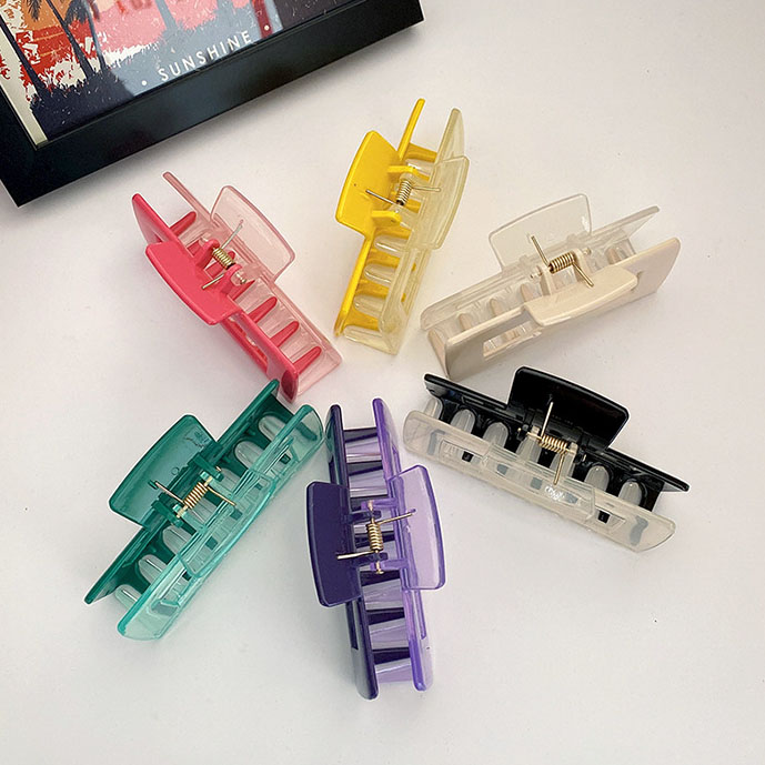 Double-sided color-block grab clip, popular shark clip, simple large clip at the back of the head, headwear and hair clip details Picture