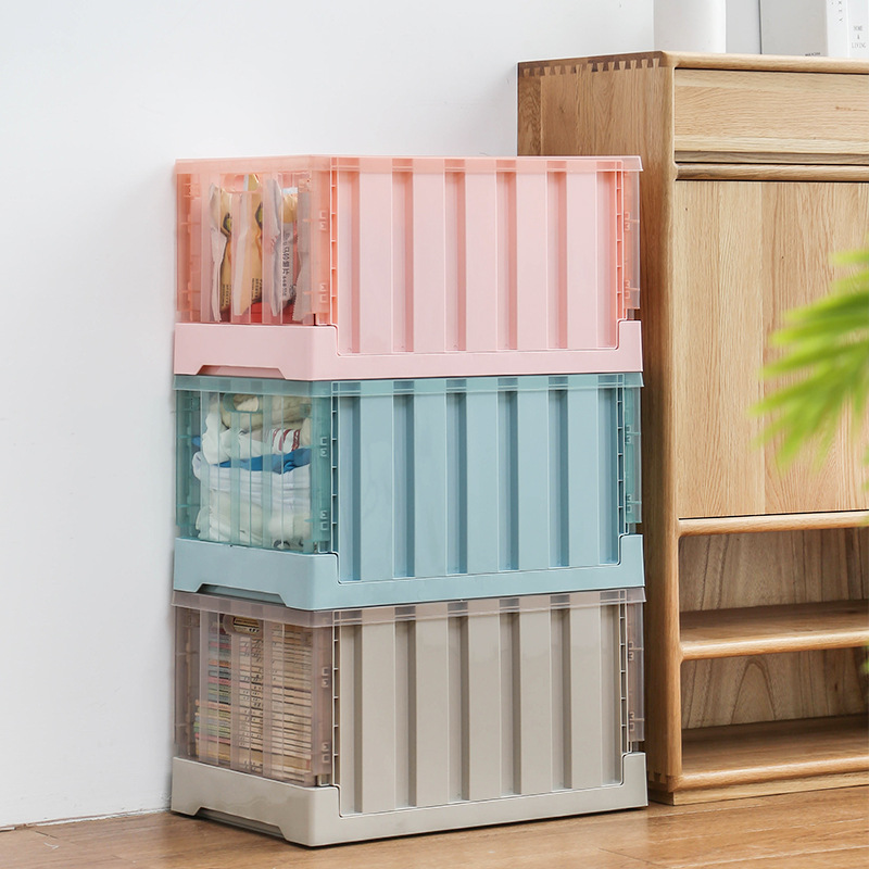 Collapsible Storage Box Plastic Transparent Large Capacity Storage Box Home Storage Box With Lid Book Storage Box