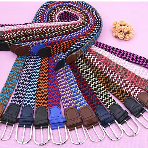 Unisex braided elastic needle buckle elastic belt Breathable casual fashion all-in-one belt student belt thumbnail
