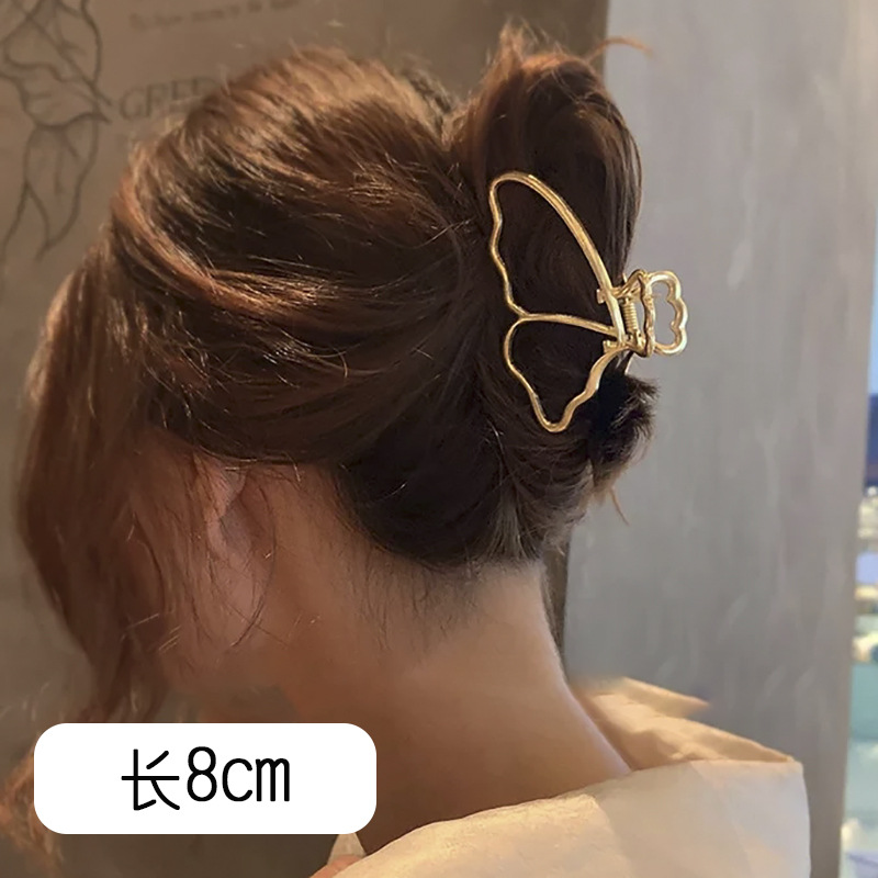 Wholesale of large-sized female Internet celebrity alloy pearl gripper, matte gold water diamond, metal hairpin at the back of the head, shark clip Item Picture