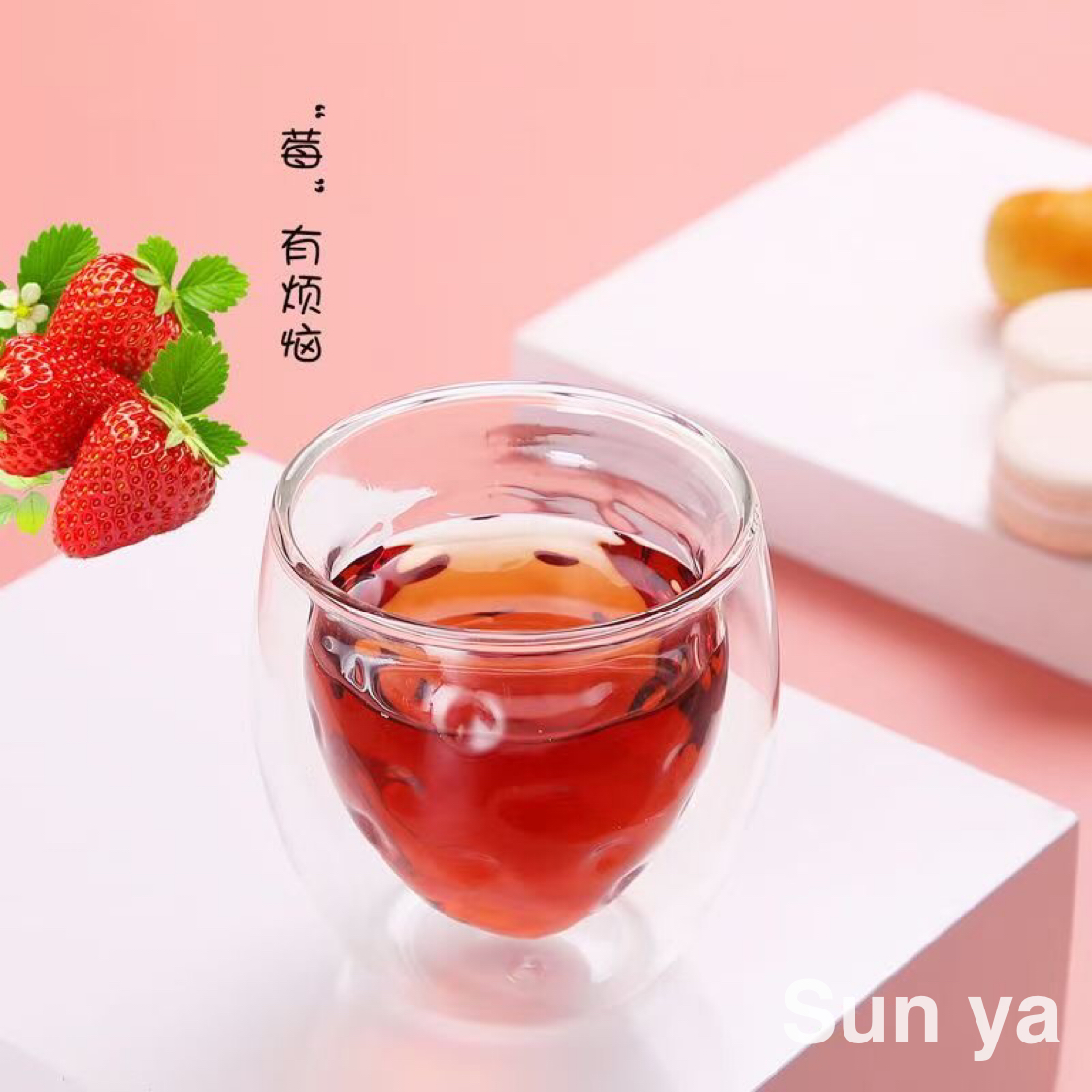 Double glass juice cup three-dimensional shape fruit cup creative coffee cup heat resistant water cup